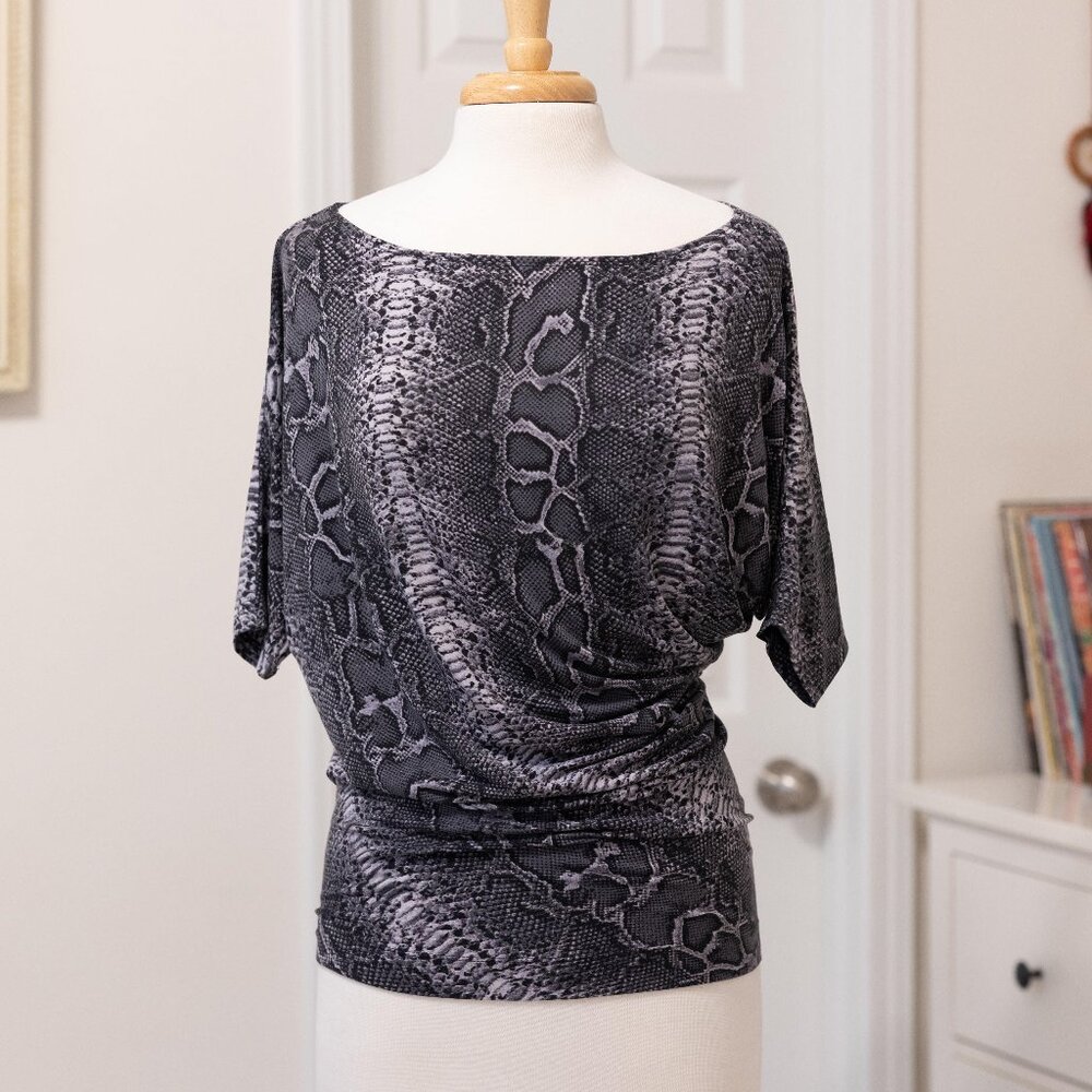 TART Snake Skin Pattern 🐍 Loose Fit Modal Cinched Side Blouse S/M